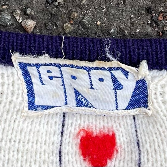 Vintage 60s Women’s Leroy Knit Playing Cards Heart/spades AOP cardigan Sweater - Picture 2 of 4